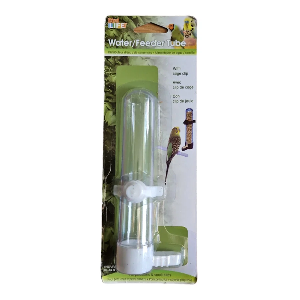 Bird Life Water Feeder Tube with Cage Clip, Small Animals, Birds, Parakeets